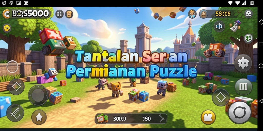 Tangkapan layar gameplay BOS5000 yang menampilkan berbagai teka-teki menarik.