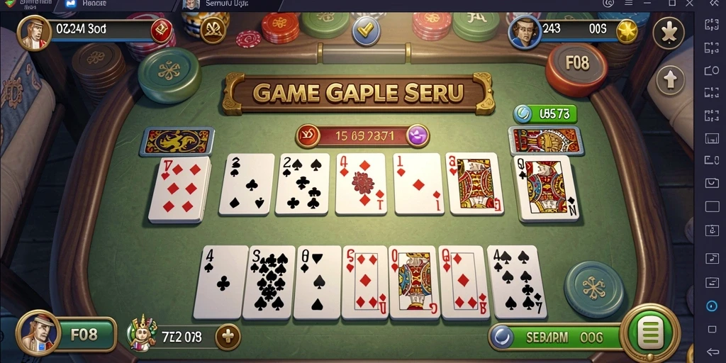 Gameplay Gaple dalam F08 dengan tampilan grafis menarik.