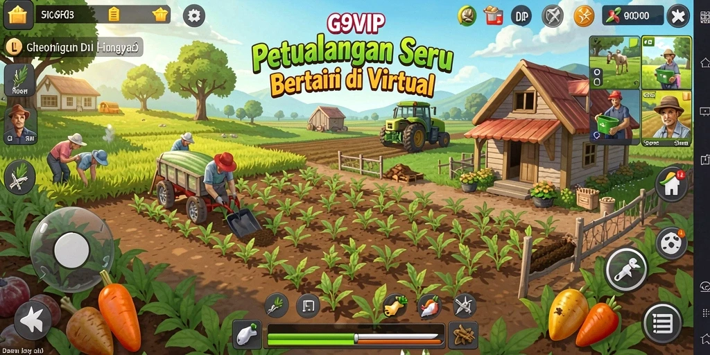 Screenshot menampilkan gameplay seru bertani di G9VIP dengan grafik menakjubkan.