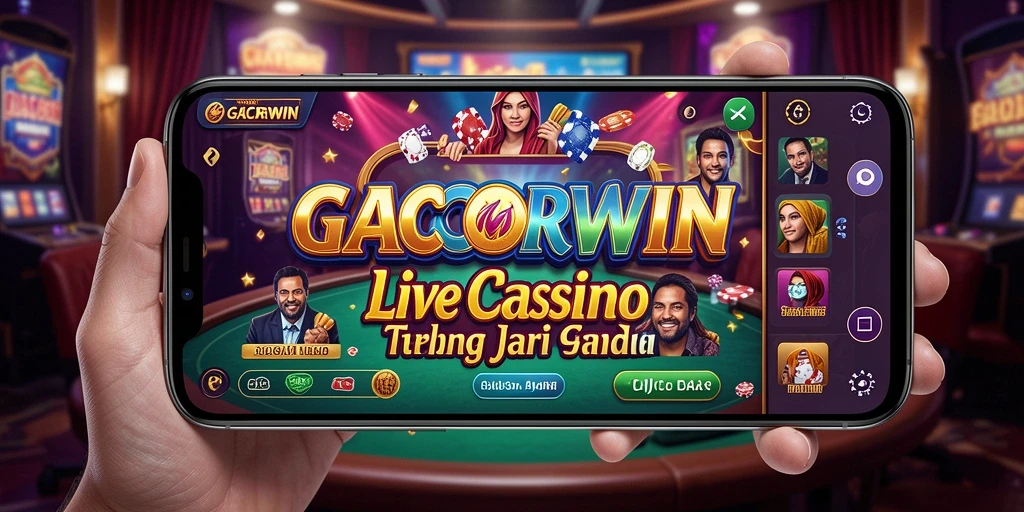 Screenshot gameplay GACORWIN yang menampilkan dealer langsung dan interaksi pemain.