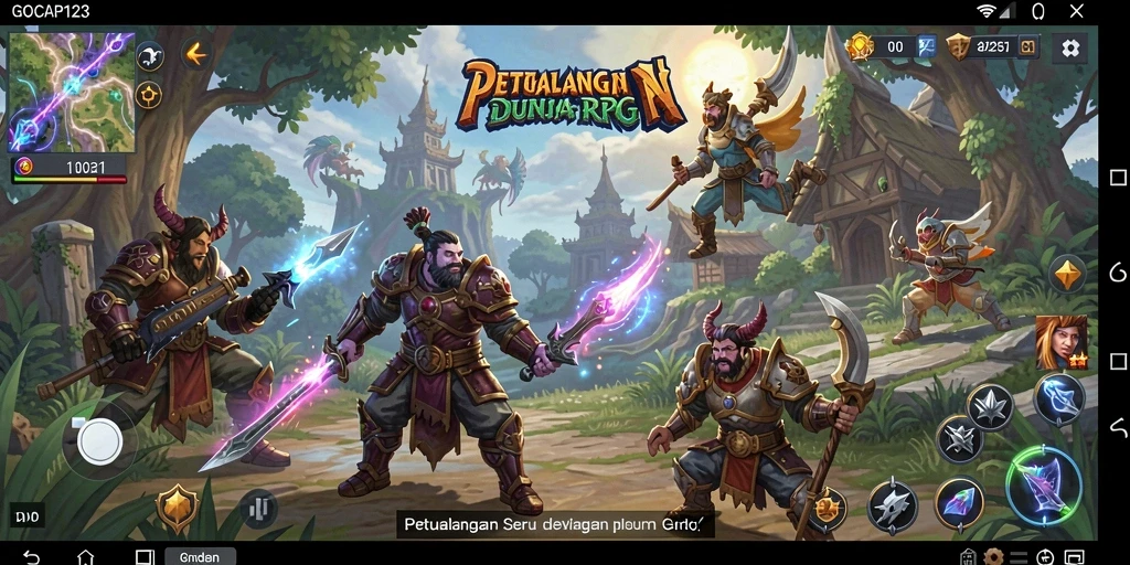 Tangkapan layar GOCAP123 menampilkan aksi pertempuran epik dalam dunia RPG.