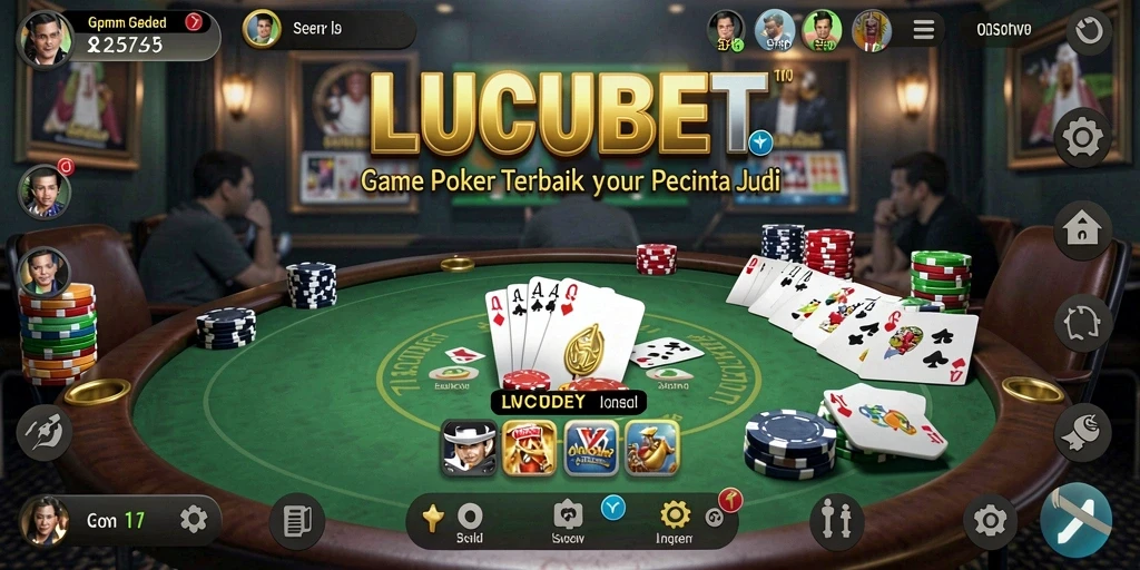 Screenshot gameplay LUCUBET menampilkan suasana poker yang mendebarkan.