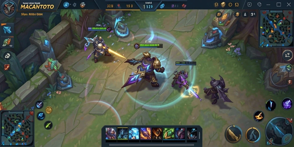 Tampilan aksi seru dalam gameplay MOBA di MACANTOTO.