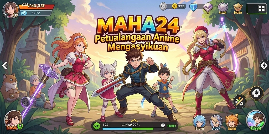 Tangkapan layar gameplay MAHA24 menampilkan aksi seru dan karakter anime.