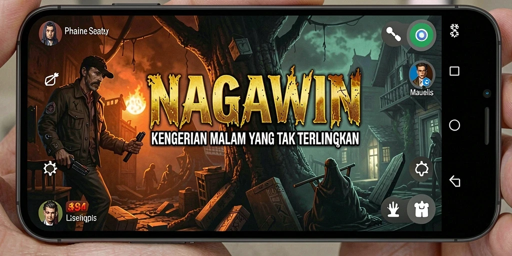 Gameplay NAGAWIN yang menegangkan dengan suasana horor yang mencekam.
