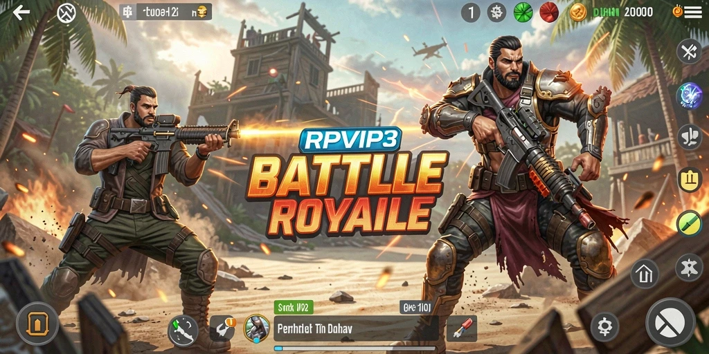 Screenshot gameplay menunjukkan aksi seru di RPVIP3 Battle Royale.