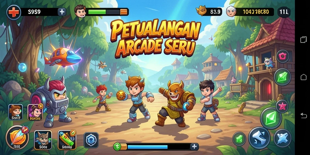 Tampilan gameplay S9S9 yang penuh warna dan dinamis.