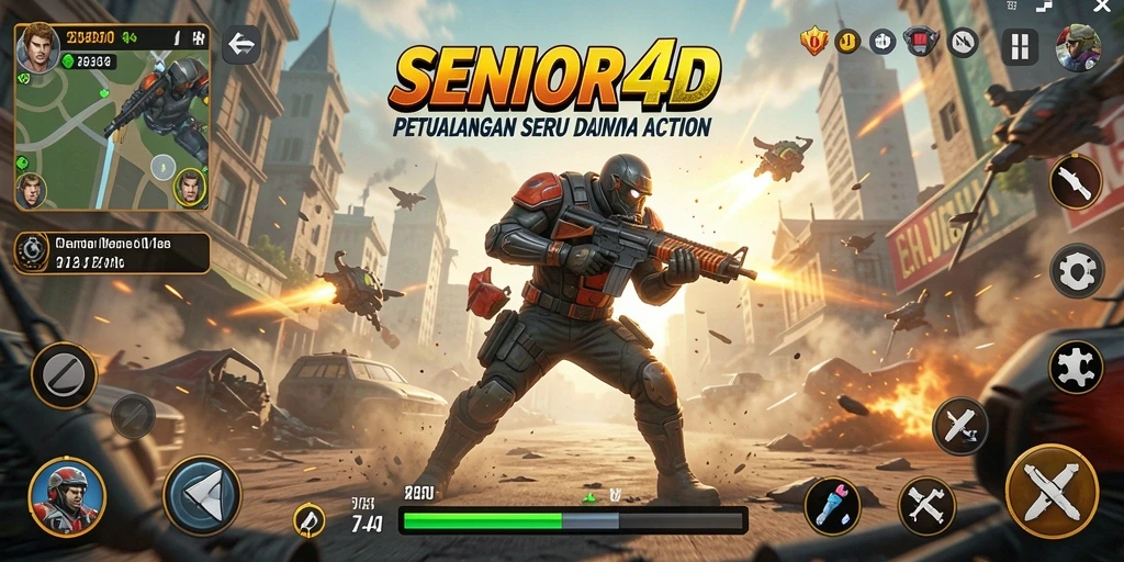 Tampilan gameplay mendebarkan dari SENIOR4D dengan aksi intens.