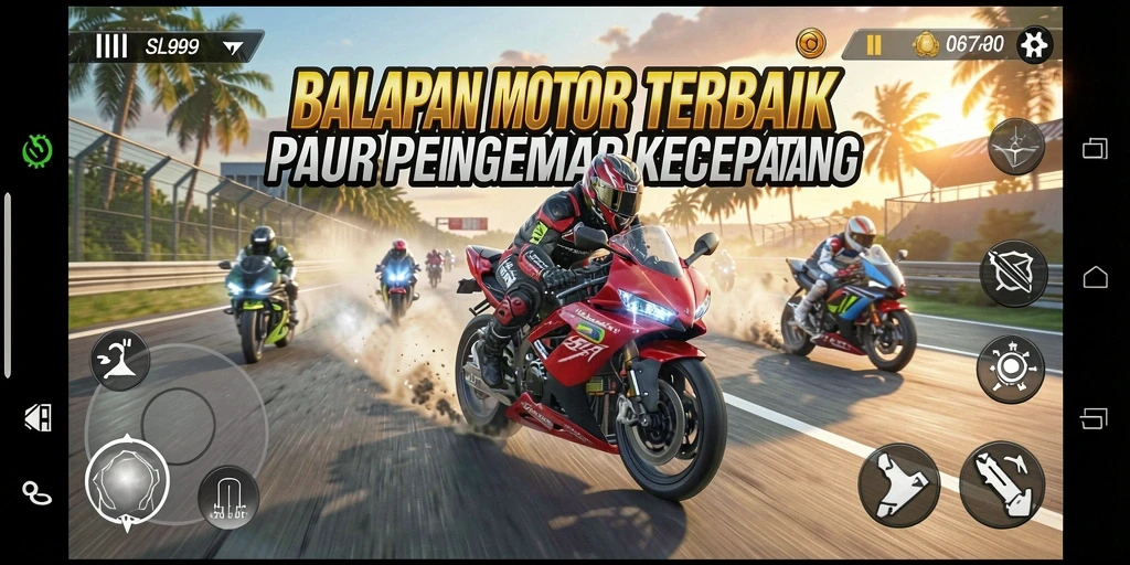 Tampilan gameplay balapan motor yang mendebarkan di SL999.