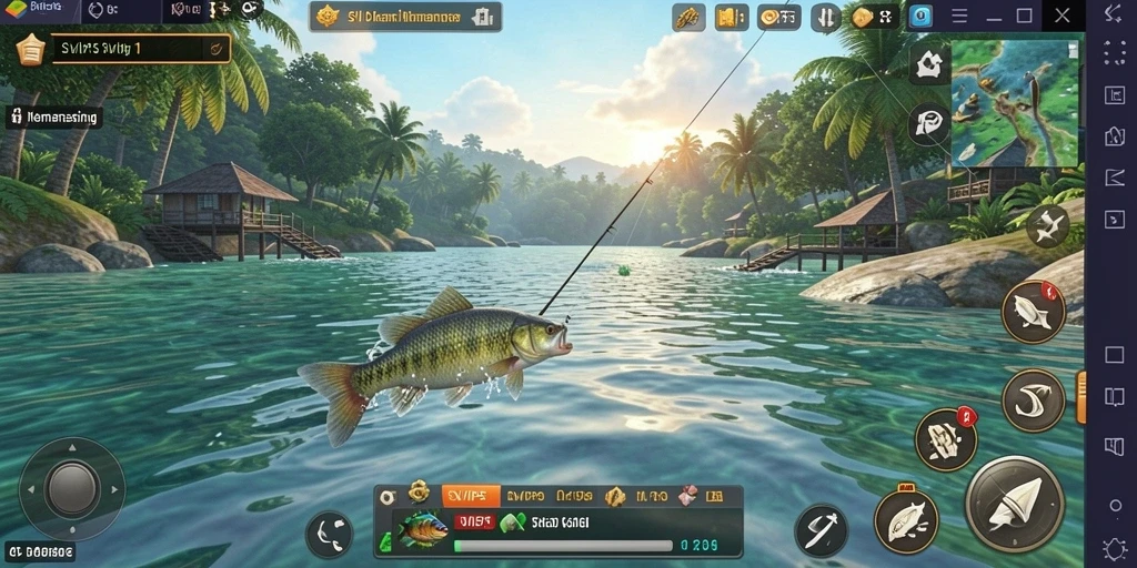 Tampilan gameplay SVIP5 yang seru saat menangkap ikan.