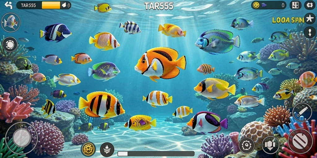 Tampilan gameplay menarik dari TAR555 dalam menembak ikan.