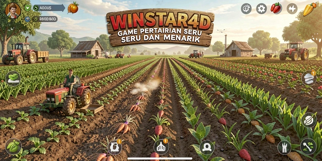 Tampilan gameplay <strong>WINSTAR4D</strong> yang menarik saat mengelola kebun.